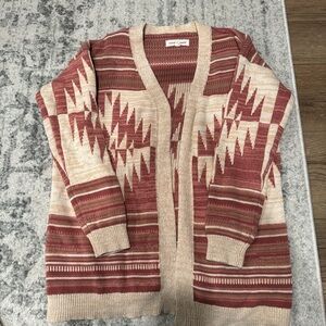 Lucky Brand Red and Cream Cardigan
